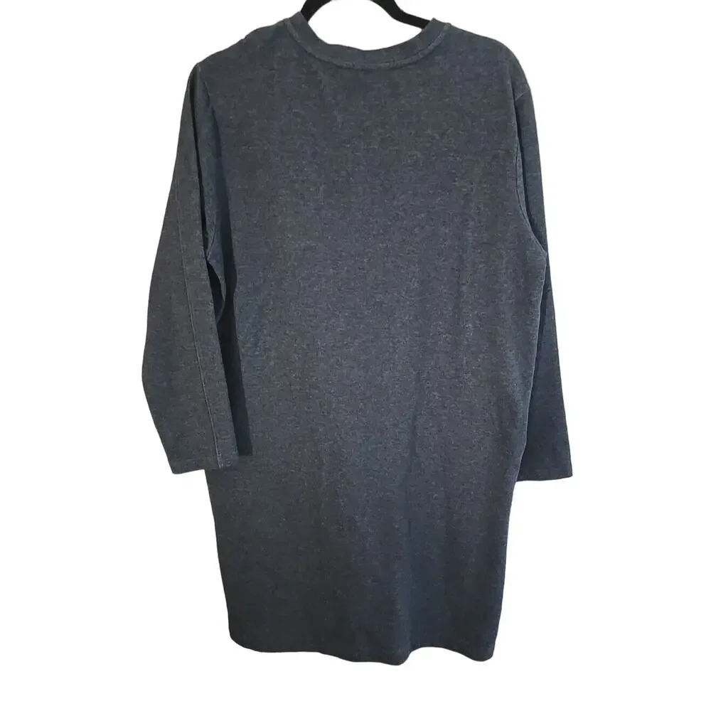 Calme Johhny Was Gray Zipped Pockets Long Sleeve Knit Casual Dress Woman Medium‎